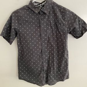 Shaun White Button Dark Grey Geometric Print Child Sz 10 Shirt